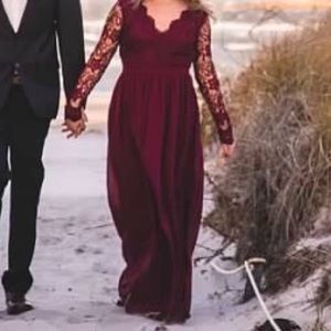 Maroon dress for engagement photos
